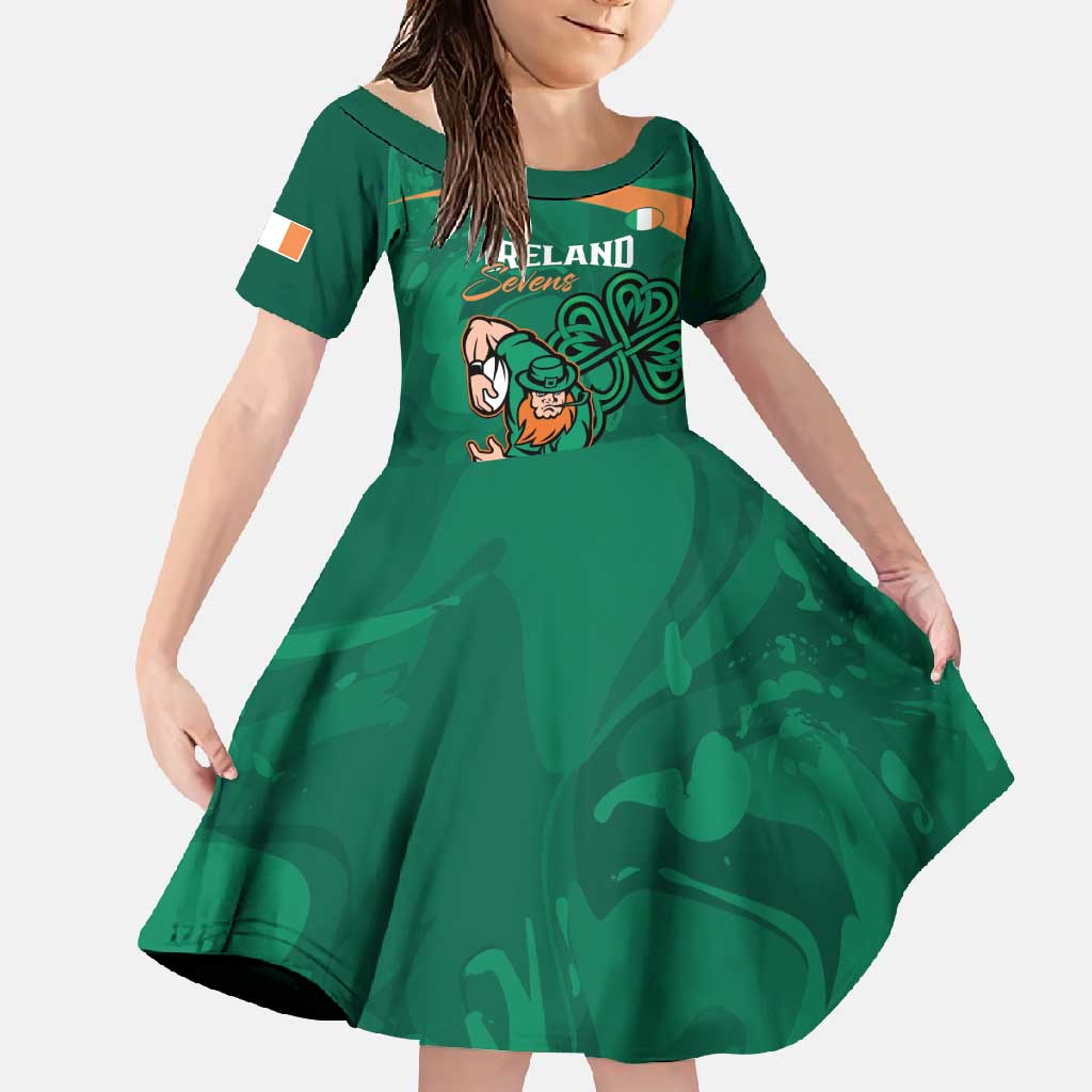 Custom Ireland Rugby Sevens Family Matching Long Sleeve Bodycon Dress and Hawaiian Shirt Go Champions Irish Shamrock