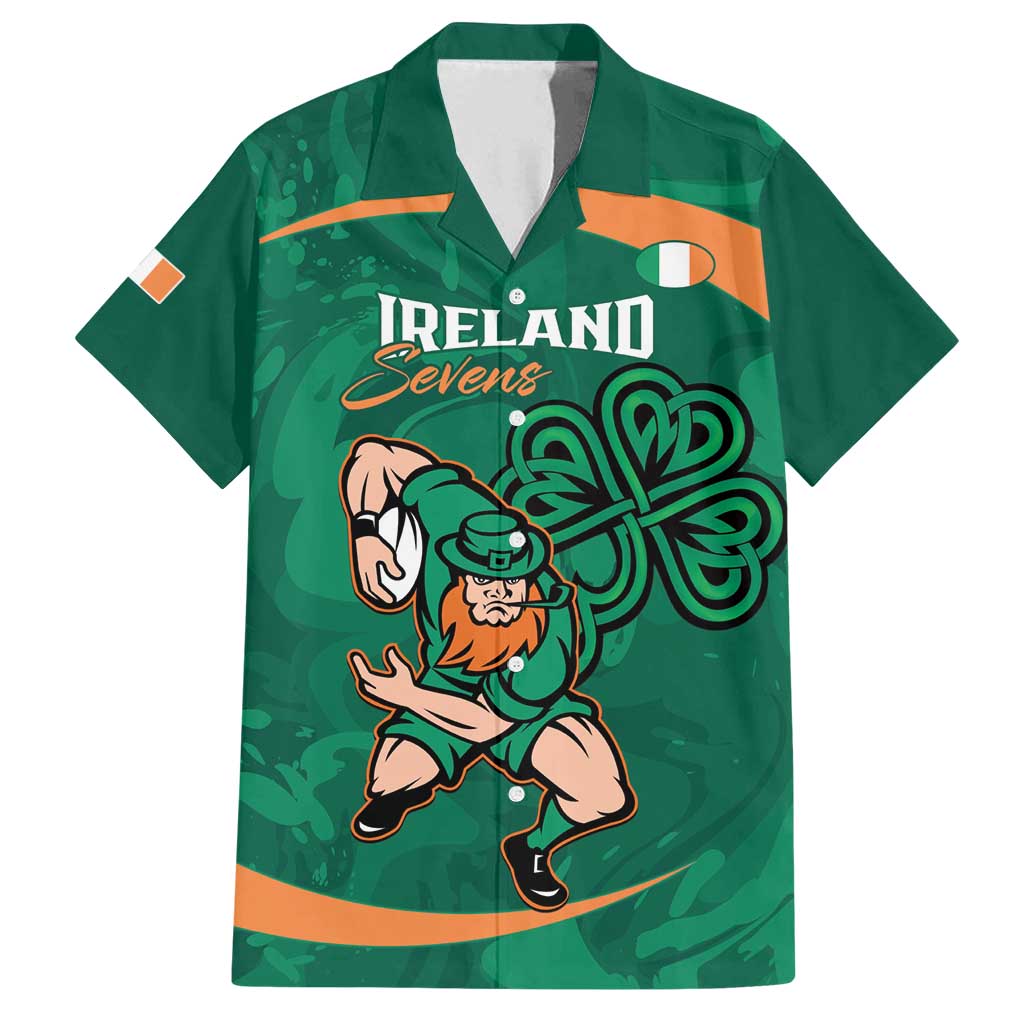 Custom Ireland Rugby Sevens Family Matching Long Sleeve Bodycon Dress and Hawaiian Shirt Go Champions Irish Shamrock