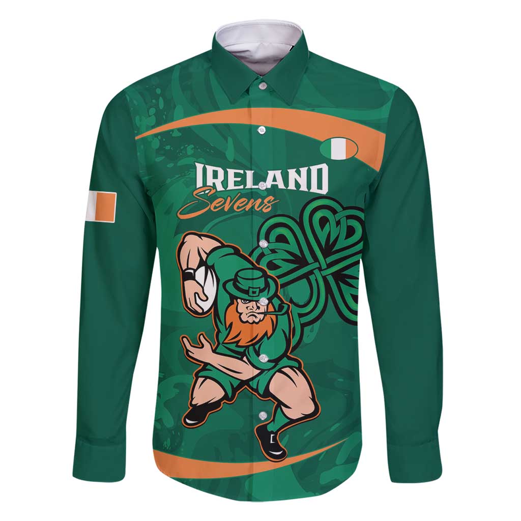 Custom Ireland Rugby Sevens Family Matching Long Sleeve Bodycon Dress and Hawaiian Shirt Go Champions Irish Shamrock