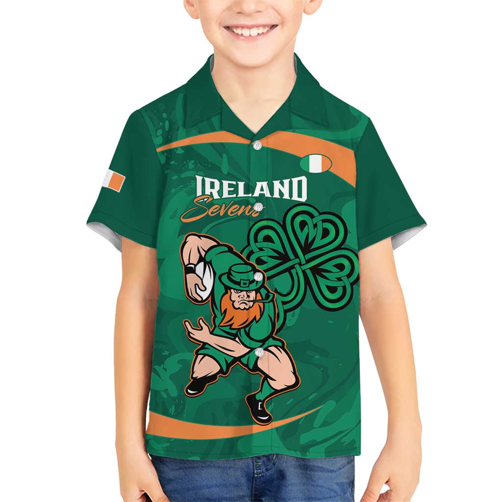 Custom Ireland Rugby Sevens Family Matching Long Sleeve Bodycon Dress and Hawaiian Shirt Go Champions Irish Shamrock