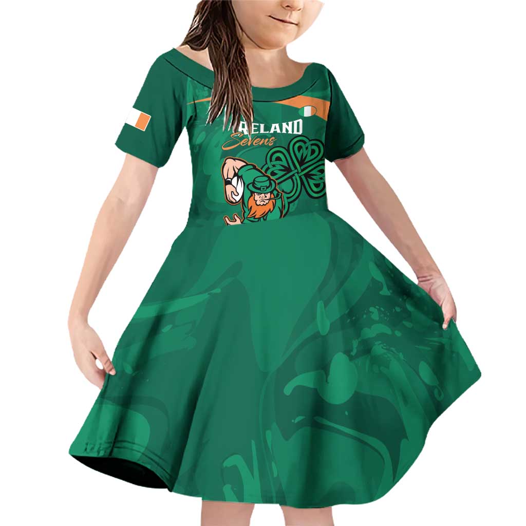 Custom Ireland Rugby Sevens Family Matching Off Shoulder Short Dress and Hawaiian Shirt Go Champions Irish Shamrock