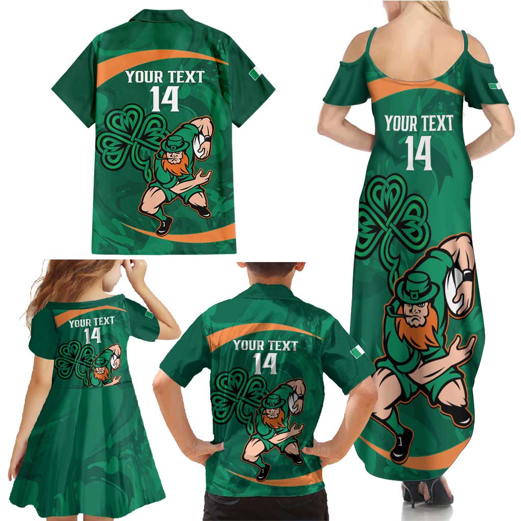 Custom Ireland Rugby Sevens Family Matching Summer Maxi Dress and Hawaiian Shirt Go Champions Irish Shamrock