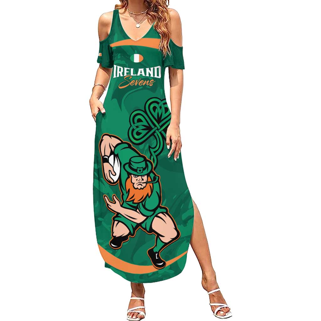 Custom Ireland Rugby Sevens Family Matching Summer Maxi Dress and Hawaiian Shirt Go Champions Irish Shamrock