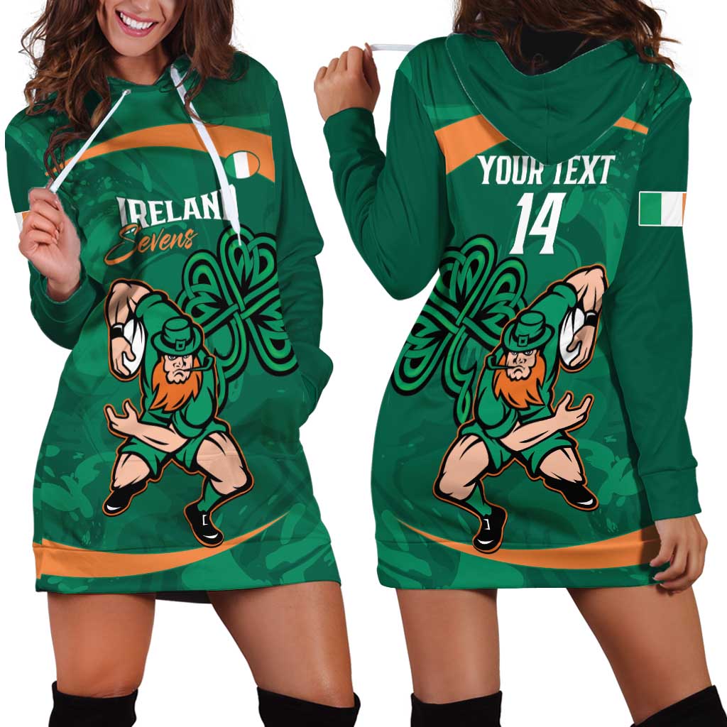 Custom Ireland Rugby Sevens Hoodie Dress Go Champions Irish Shamrock - Vibe Hoodie Shop