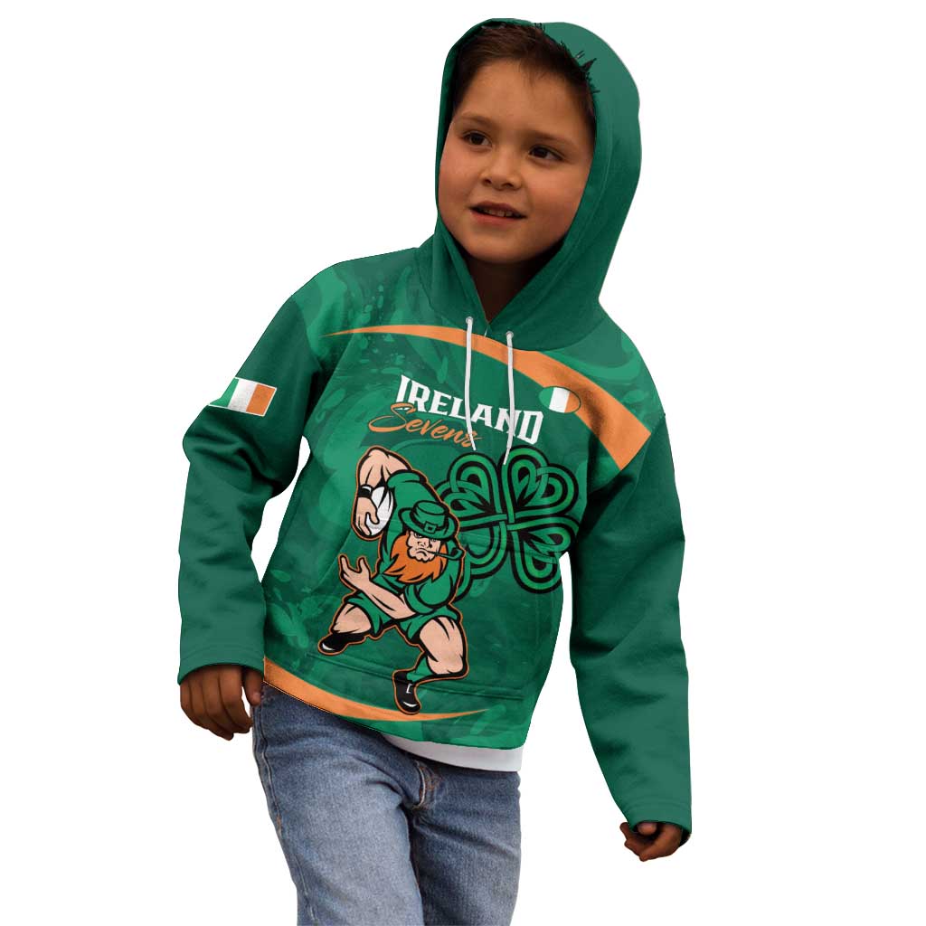 Custom Ireland Rugby Sevens Kid Hoodie Go Champions Irish Shamrock - Vibe Hoodie Shop