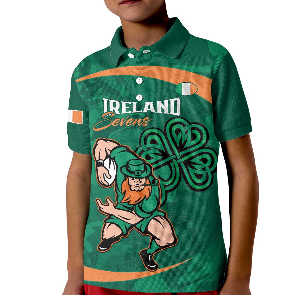 Custom Ireland Rugby Sevens Kid Polo Shirt Go Champions Irish Shamrock - Vibe Hoodie Shop