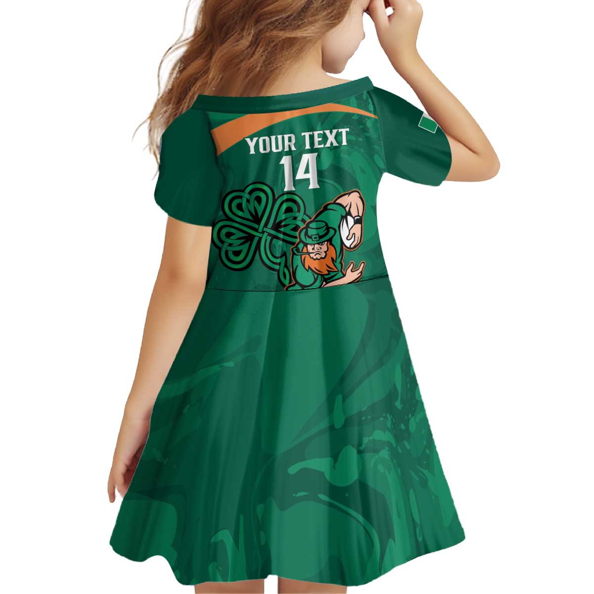 Custom Ireland Rugby Sevens Kid Short Sleeve Dress Go Champions Irish Shamrock - Vibe Hoodie Shop