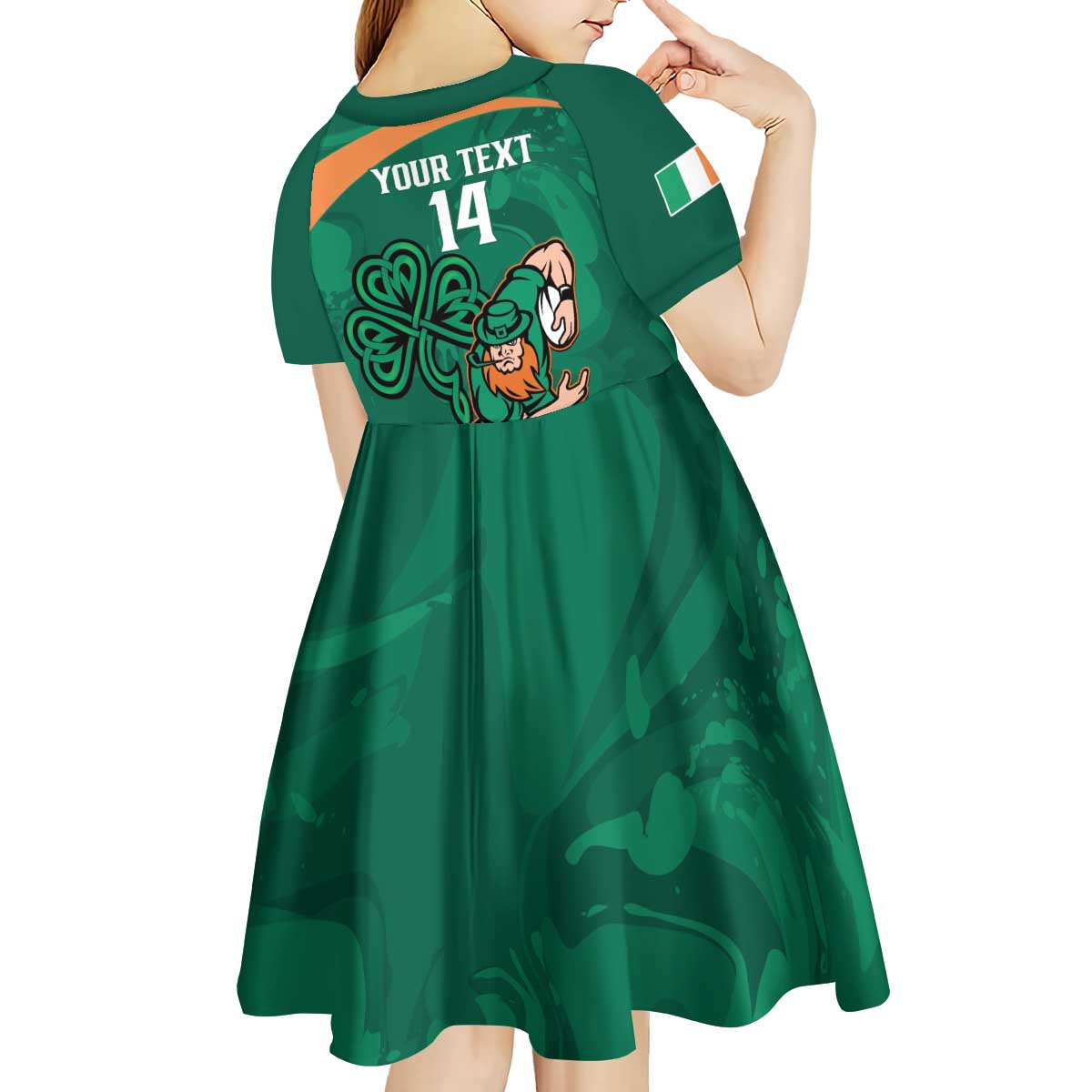 Custom Ireland Rugby Sevens Kid Short Sleeve Dress Go Champions Irish Shamrock - Vibe Hoodie Shop