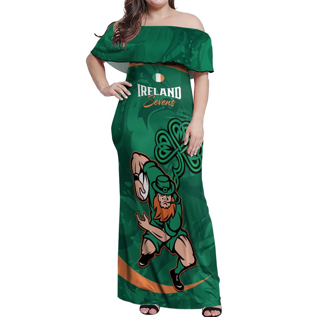 Custom Ireland Rugby Sevens Off Shoulder Maxi Dress Go Champions Irish Shamrock