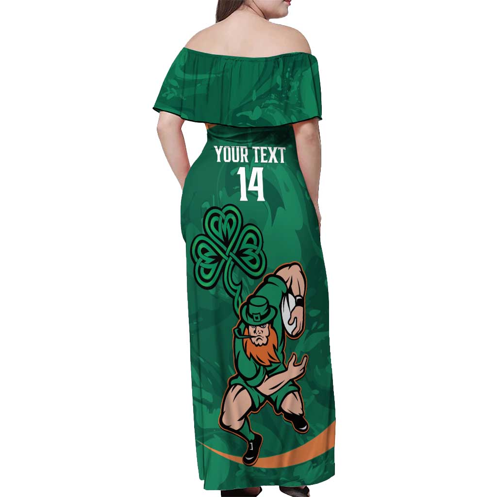 Custom Ireland Rugby Sevens Off Shoulder Maxi Dress Go Champions Irish Shamrock