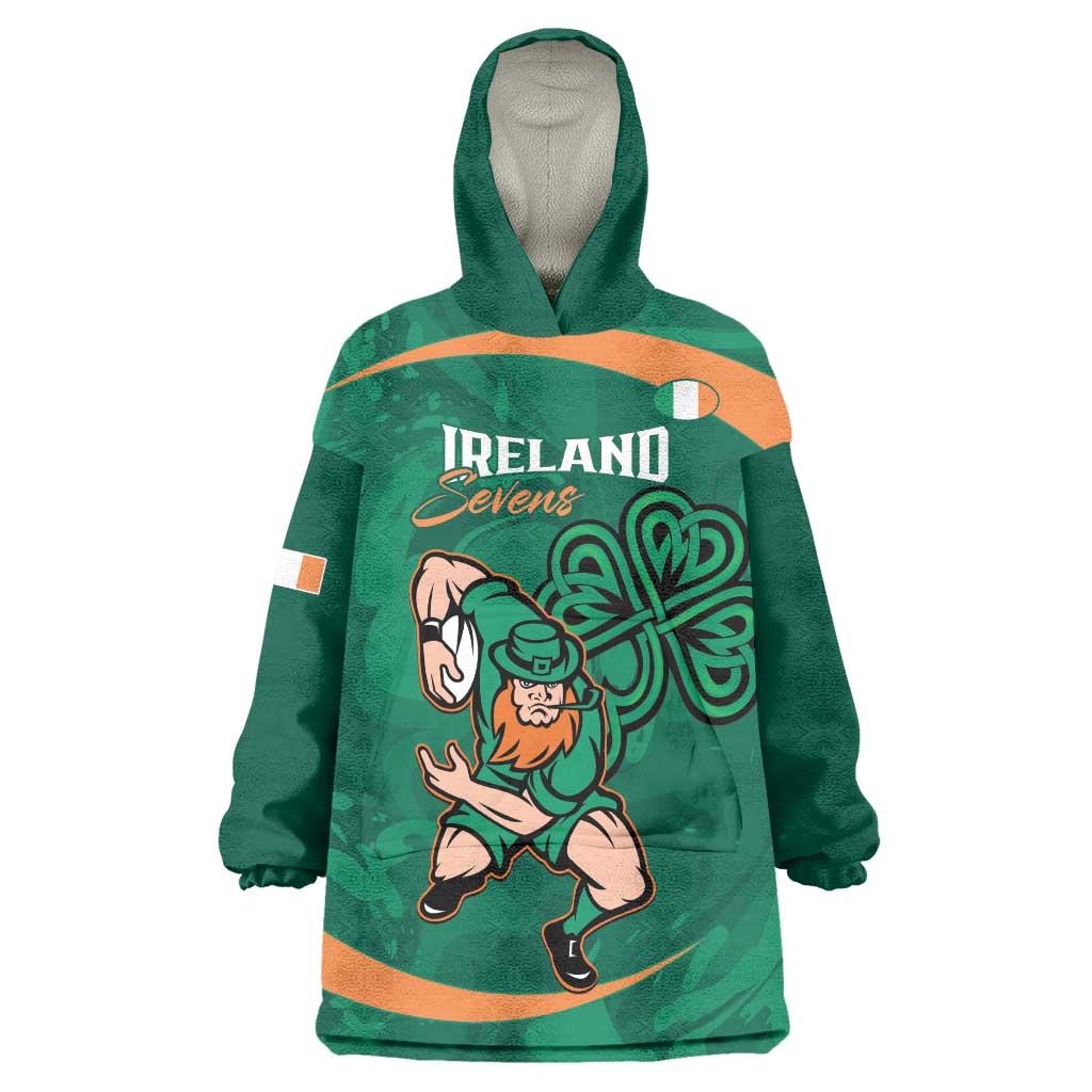 Custom Ireland Rugby Sevens Wearable Blanket Hoodie Go Champions Irish Shamrock - Vibe Hoodie Shop