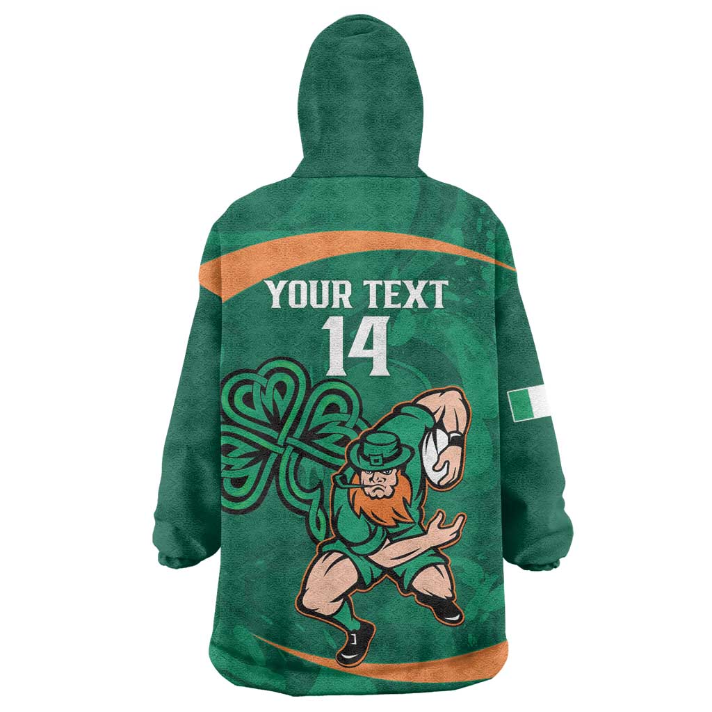 Custom Ireland Rugby Sevens Wearable Blanket Hoodie Go Champions Irish Shamrock - Vibe Hoodie Shop