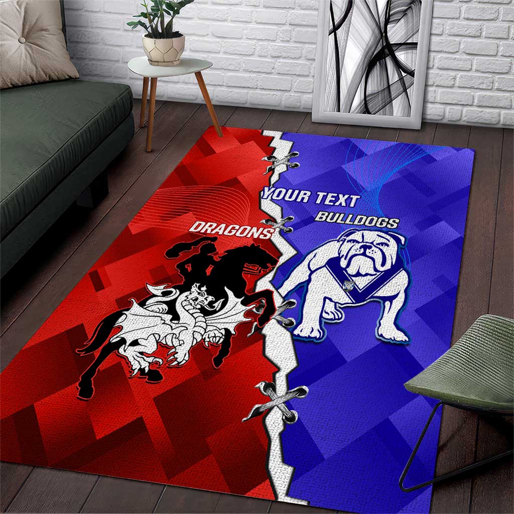 Custom Bulldogs And Dragons Rugby 2025 Area Rug Dynamic Style - Vibe Hoodie Shop