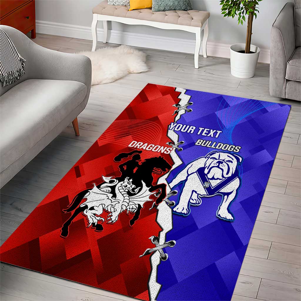 Custom Bulldogs And Dragons Rugby 2025 Area Rug Dynamic Style - Vibe Hoodie Shop