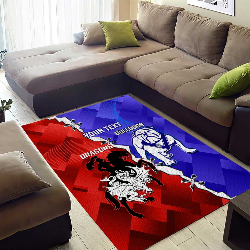 Custom Bulldogs And Dragons Rugby 2025 Area Rug Dynamic Style - Vibe Hoodie Shop