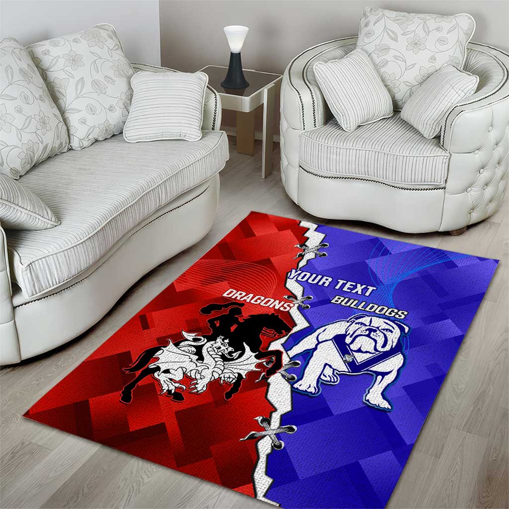 Custom Bulldogs And Dragons Rugby 2025 Area Rug Dynamic Style - Vibe Hoodie Shop