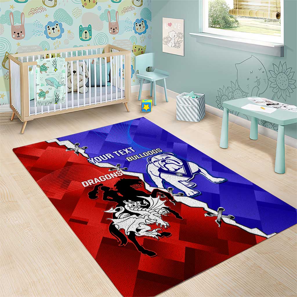 Custom Bulldogs And Dragons Rugby 2025 Area Rug Dynamic Style - Vibe Hoodie Shop