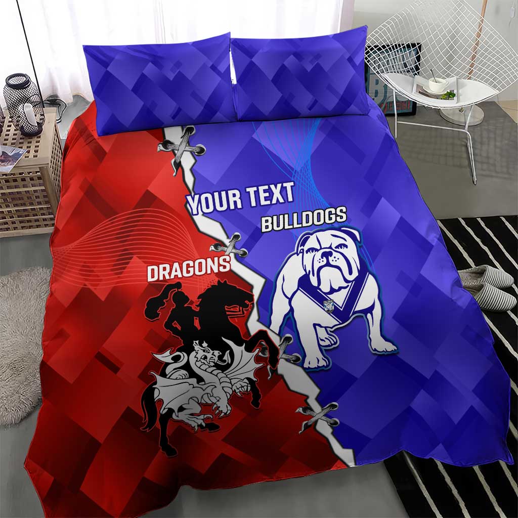 Custom Bulldogs And Dragons Rugby 2025 Bedding Set Dynamic Style - Vibe Hoodie Shop