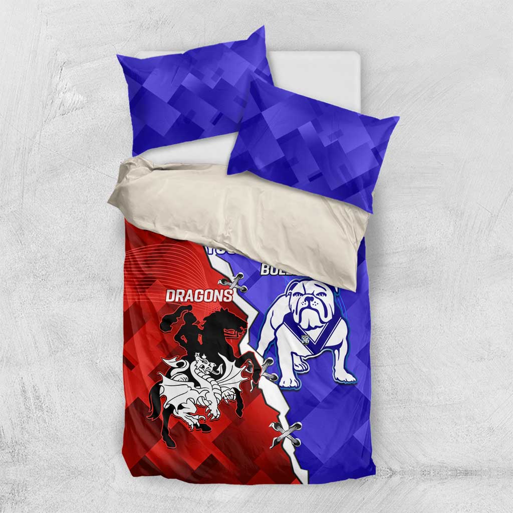 Custom Bulldogs And Dragons Rugby 2025 Bedding Set Dynamic Style - Vibe Hoodie Shop