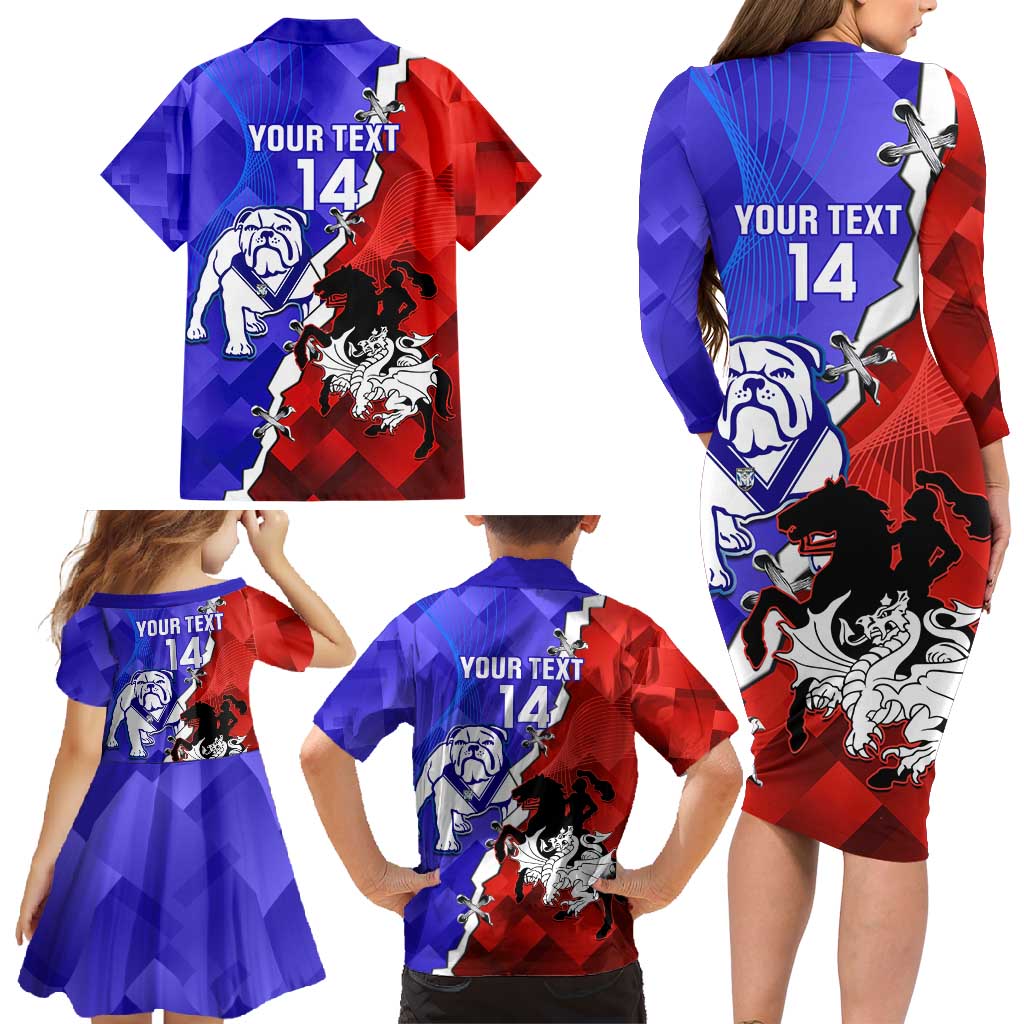 Custom Bulldogs And Dragons Rugby 2025 Family Matching Long Sleeve Bodycon Dress and Hawaiian Shirt Dynamic Style