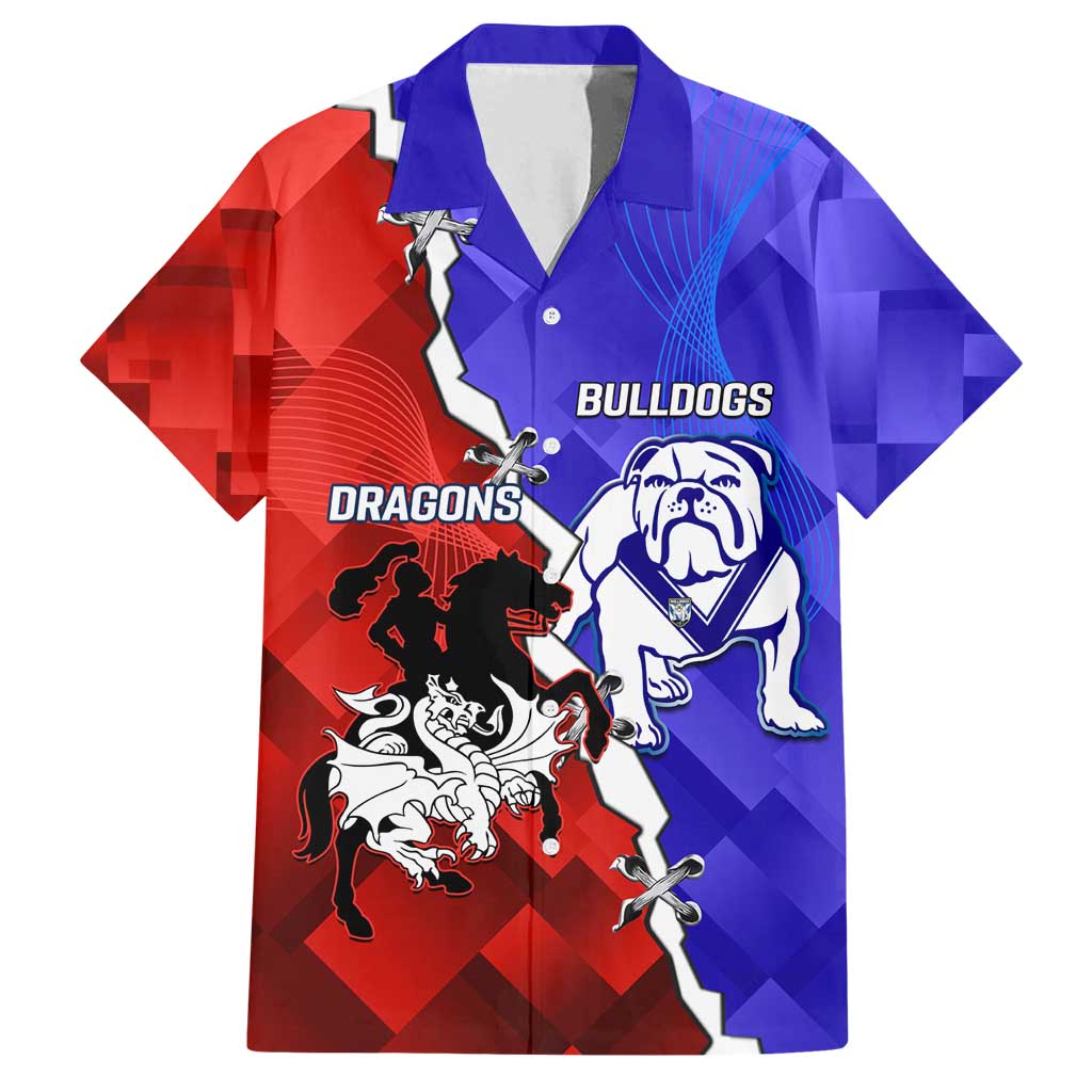 Custom Bulldogs And Dragons Rugby 2025 Family Matching Long Sleeve Bodycon Dress and Hawaiian Shirt Dynamic Style