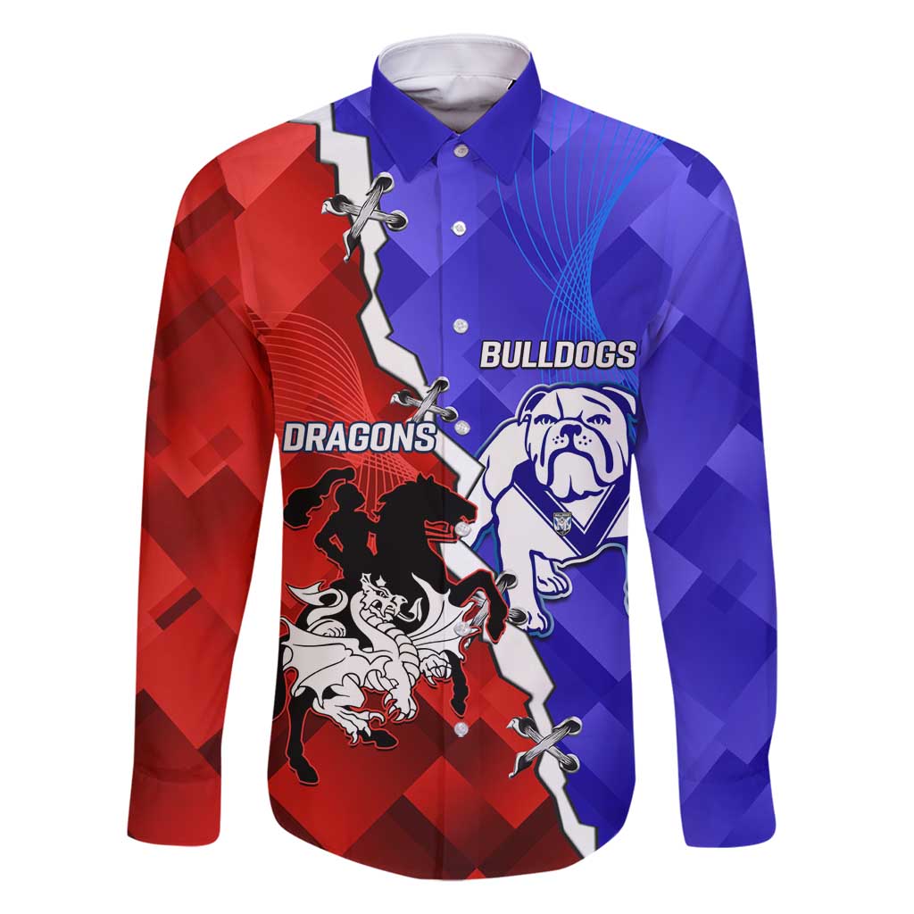 Custom Bulldogs And Dragons Rugby 2025 Family Matching Long Sleeve Bodycon Dress and Hawaiian Shirt Dynamic Style