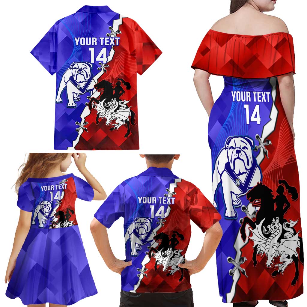 Custom Bulldogs And Dragons Rugby 2025 Family Matching Off Shoulder Maxi Dress and Hawaiian Shirt Dynamic Style