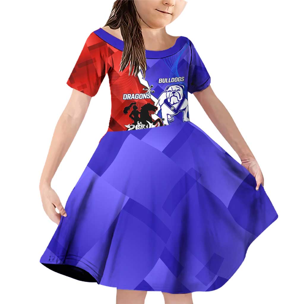 Custom Bulldogs And Dragons Rugby 2025 Family Matching Off Shoulder Short Dress and Hawaiian Shirt Dynamic Style