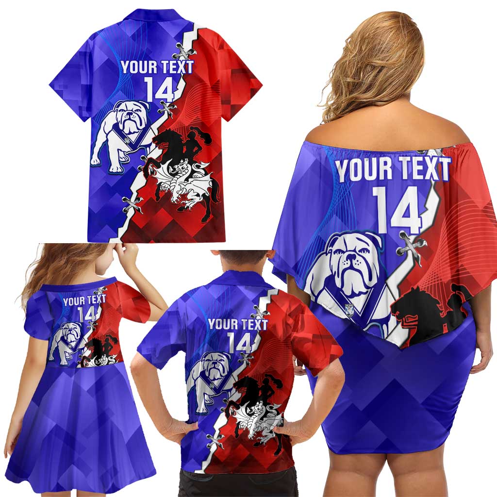 Custom Bulldogs And Dragons Rugby 2025 Family Matching Off Shoulder Short Dress and Hawaiian Shirt Dynamic Style