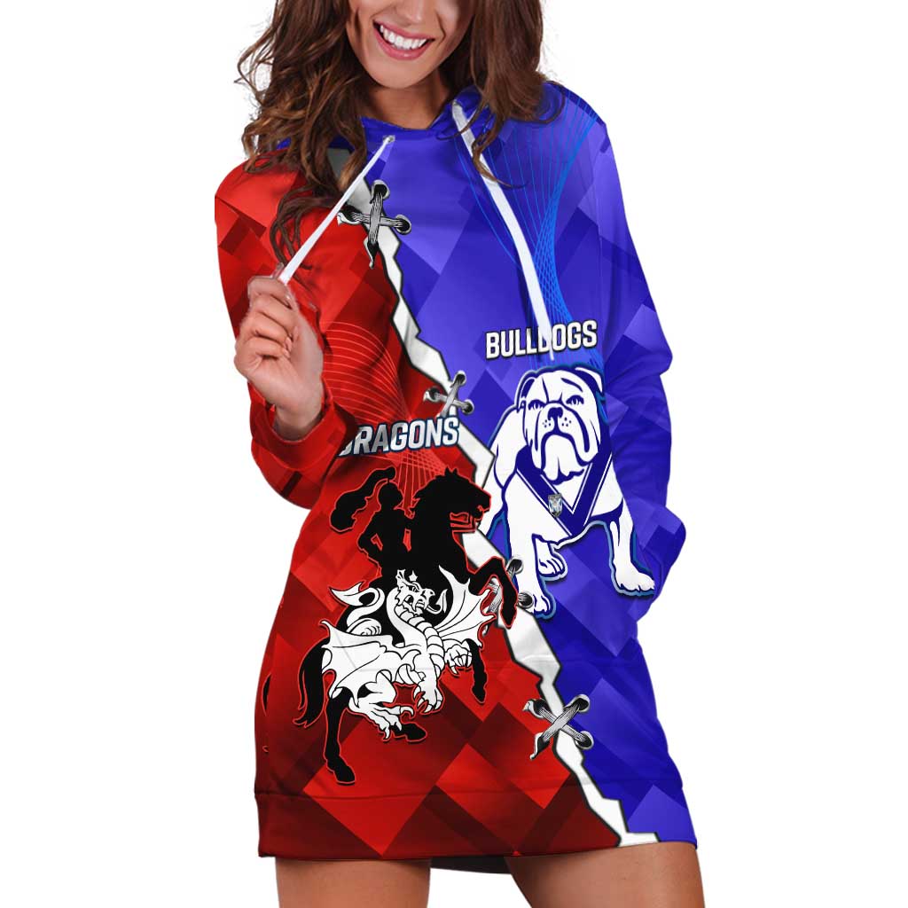 Custom Bulldogs And Dragons Rugby 2025 Hoodie Dress Dynamic Style - Vibe Hoodie Shop