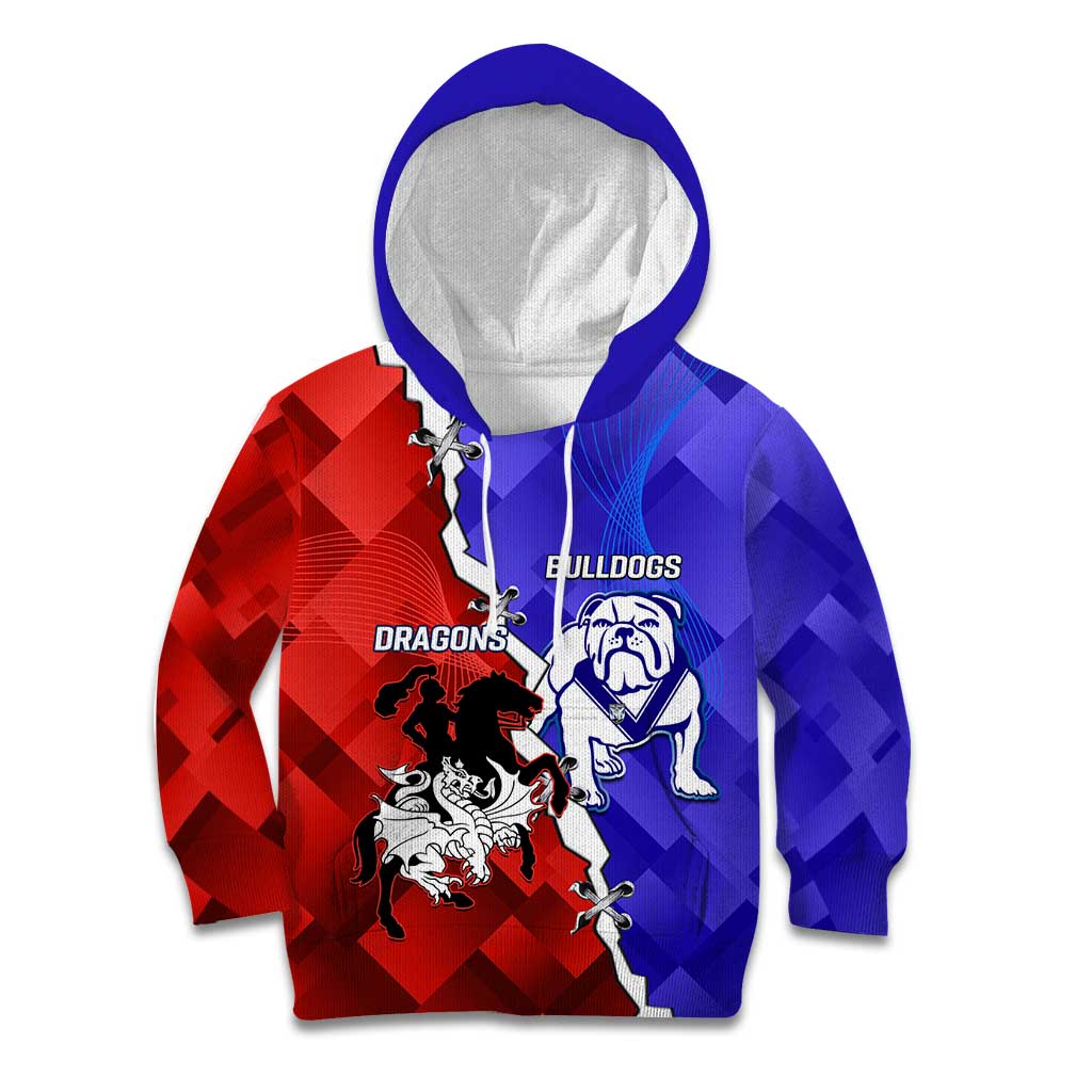 Custom Bulldogs And Dragons Rugby 2025 Kid Hoodie Dynamic Style - Vibe Hoodie Shop