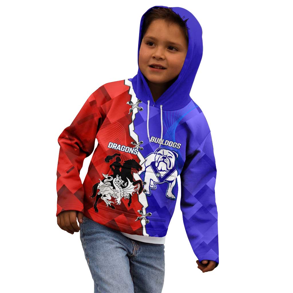 Custom Bulldogs And Dragons Rugby 2025 Kid Hoodie Dynamic Style - Vibe Hoodie Shop