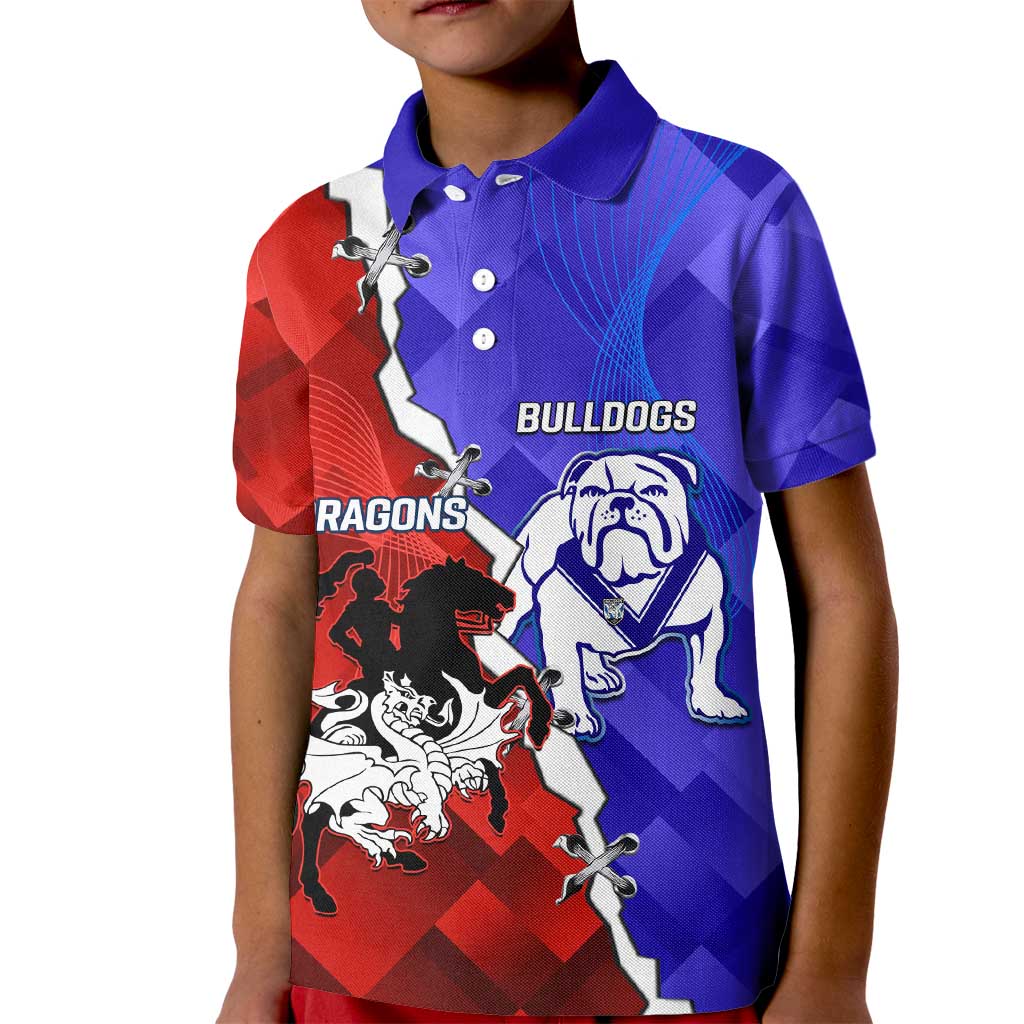 Custom Bulldogs And Dragons Rugby 2025 Kid Polo Shirt Dynamic Style - Vibe Hoodie Shop