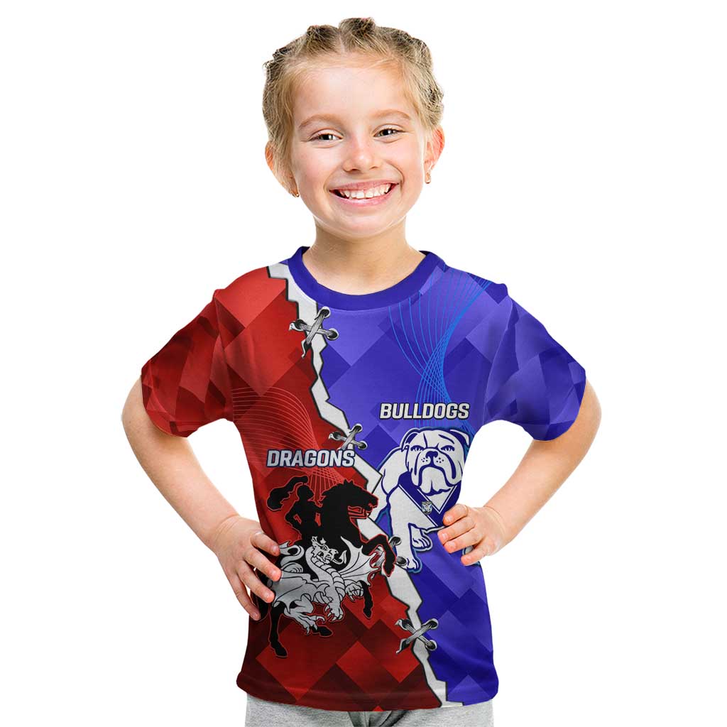 Custom Bulldogs And Dragons Rugby 2025 Kid T Shirt Dynamic Style - Vibe Hoodie Shop