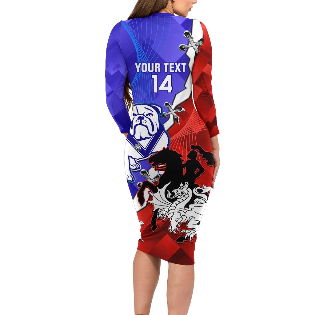 Custom Bulldogs And Dragons Rugby 2025 Long Sleeve Bodycon Dress Dynamic Style