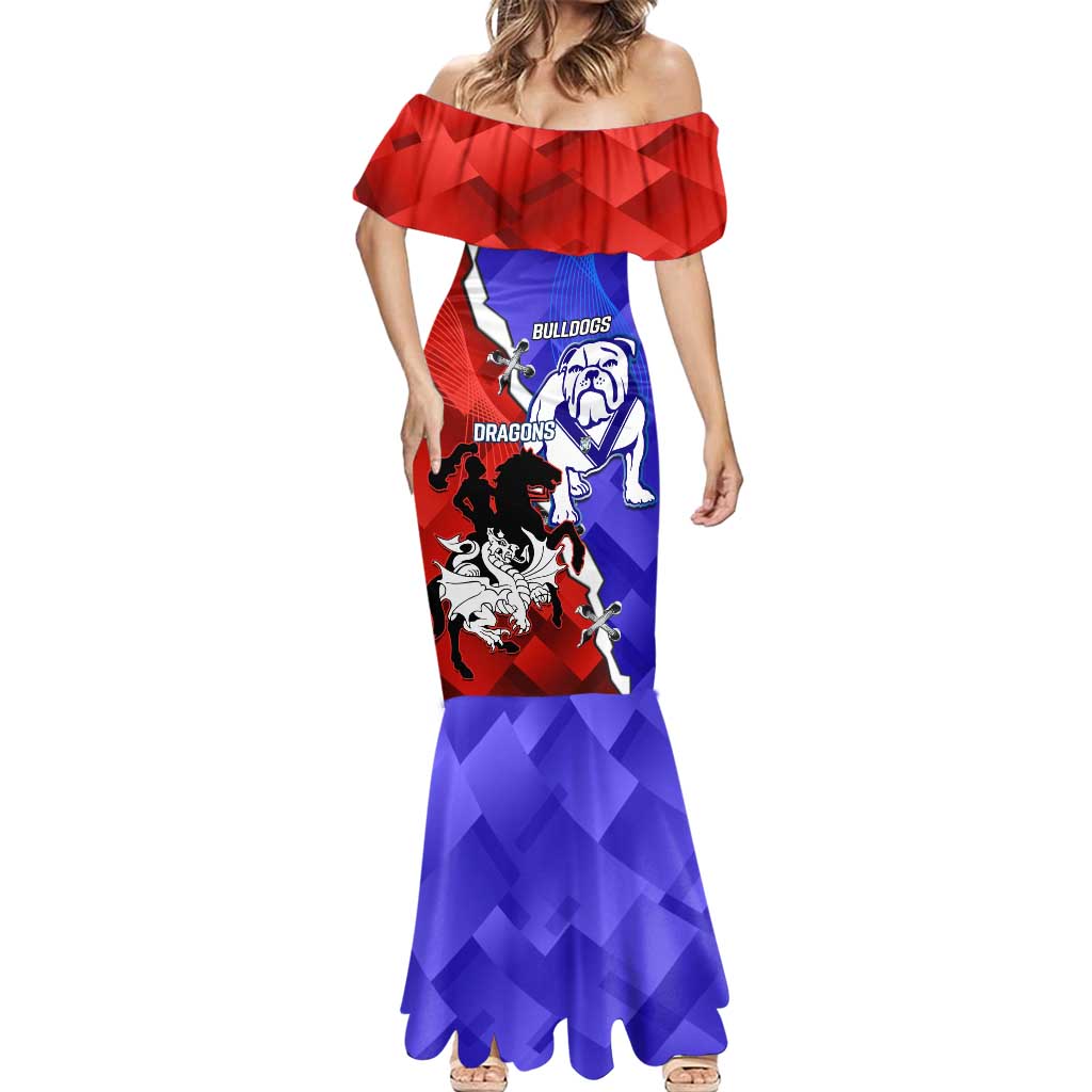 Custom Bulldogs And Dragons Rugby 2025 Mermaid Dress Dynamic Style