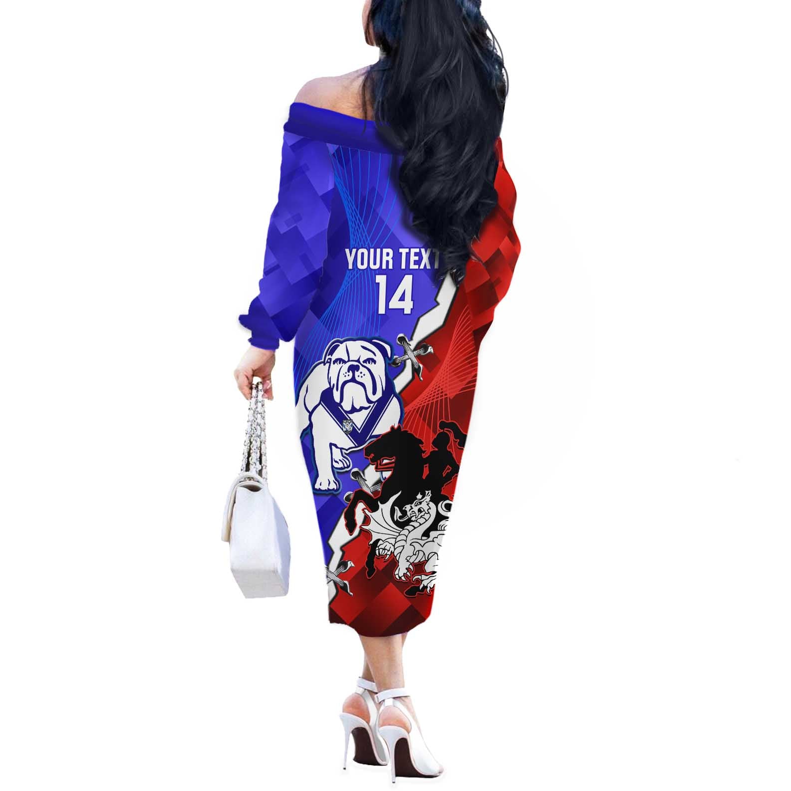 Custom Bulldogs And Dragons Rugby 2025 Off The Shoulder Long Sleeve Dress Dynamic Style