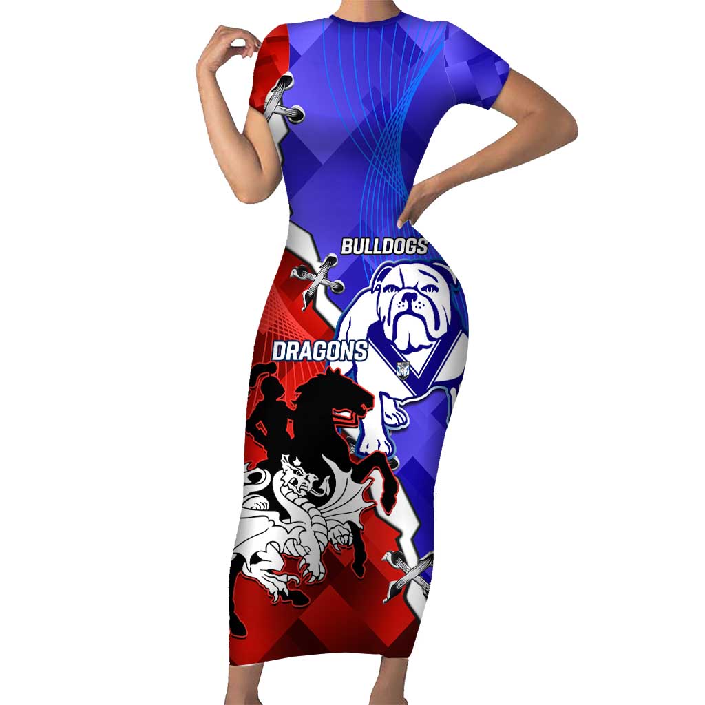 Custom Bulldogs And Dragons Rugby 2025 Short Sleeve Bodycon Dress Dynamic Style