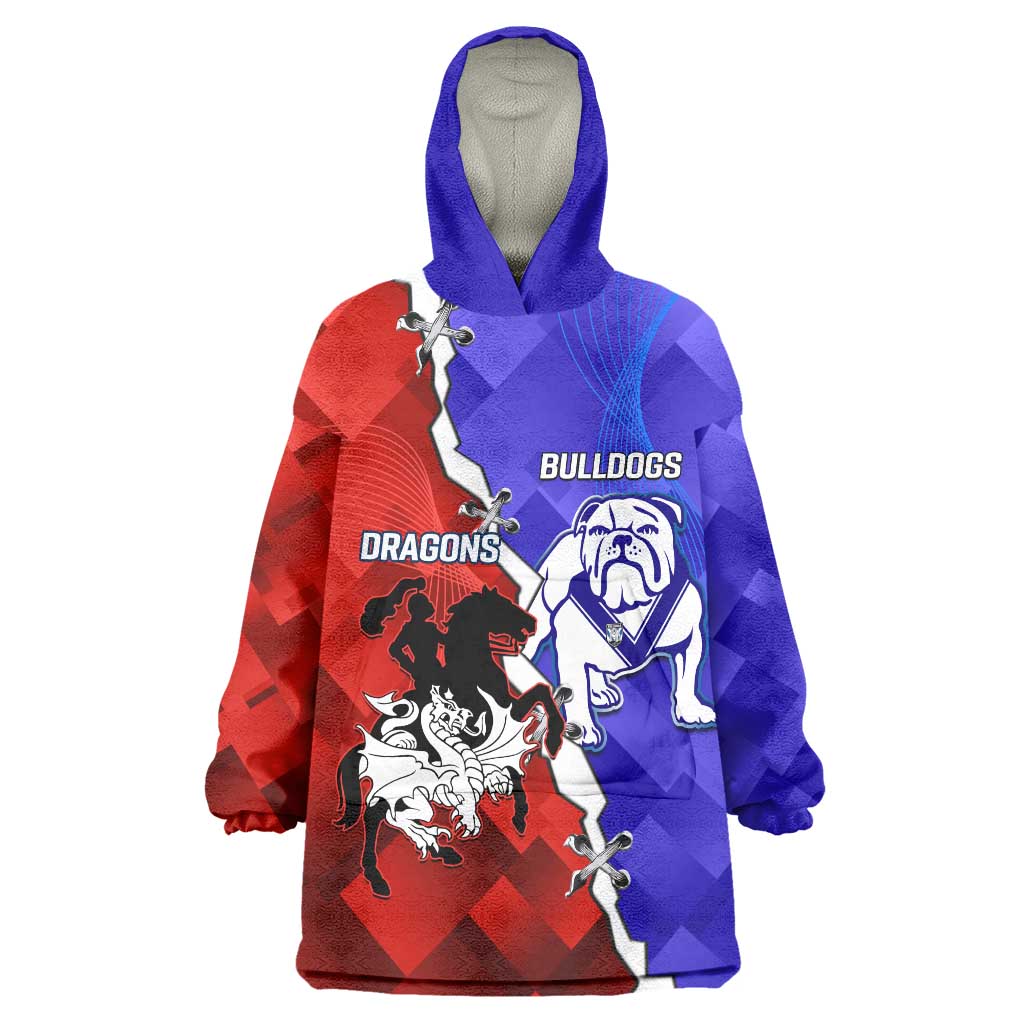 Custom Bulldogs And Dragons Rugby 2025 Wearable Blanket Hoodie Dynamic Style - Vibe Hoodie Shop