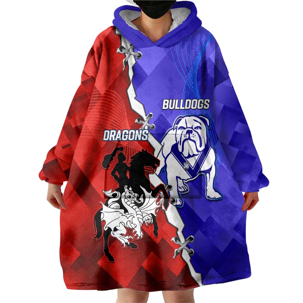 Custom Bulldogs And Dragons Rugby 2025 Wearable Blanket Hoodie Dynamic Style - Vibe Hoodie Shop