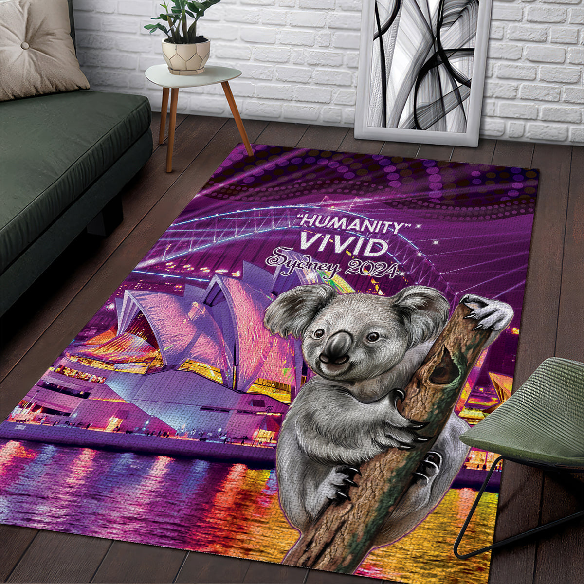 Vivid Sydney Australia Area Rug Humanity Aussie Koala Fanciful Light - Vibe Hoodie Shop