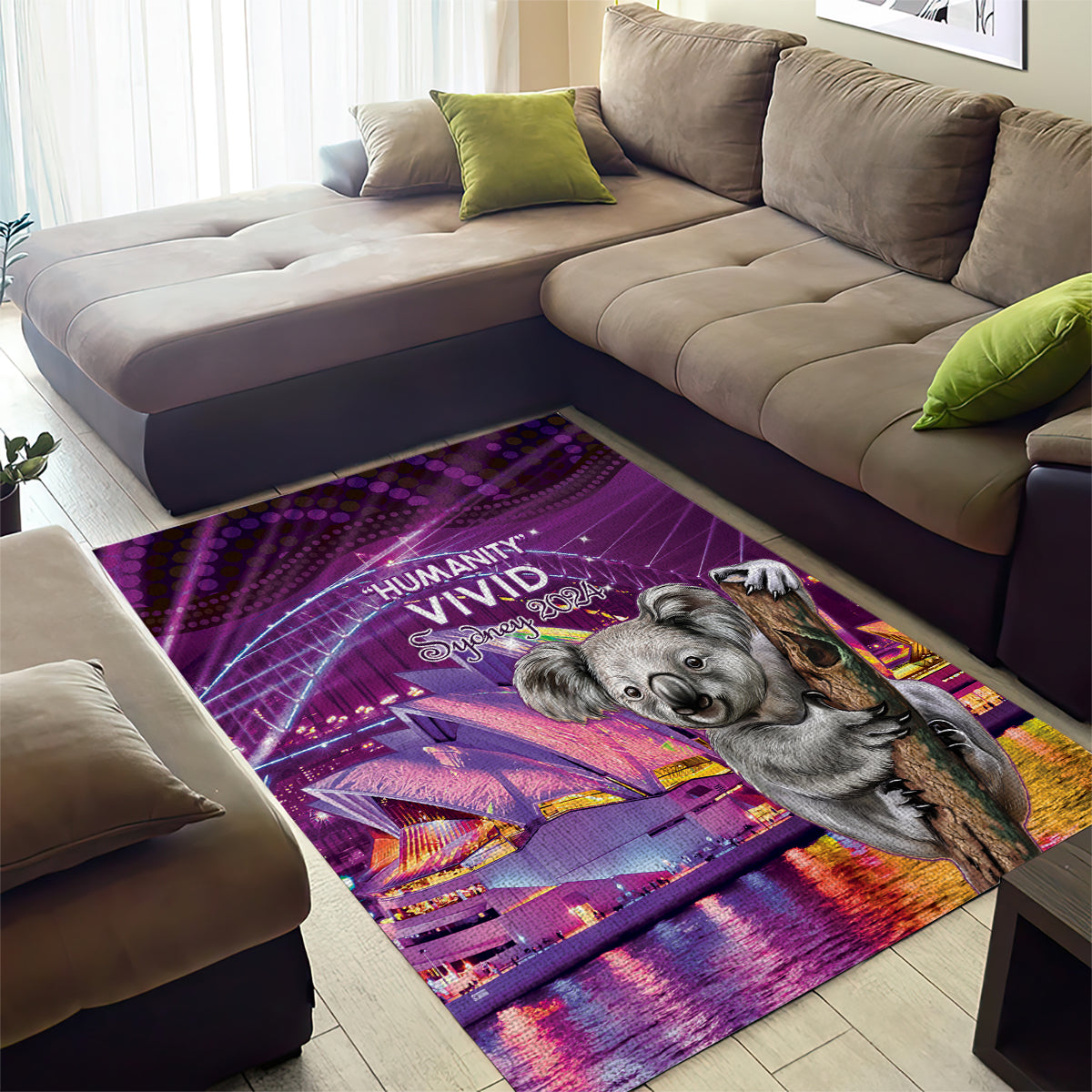 Vivid Sydney Australia Area Rug Humanity Aussie Koala Fanciful Light - Vibe Hoodie Shop