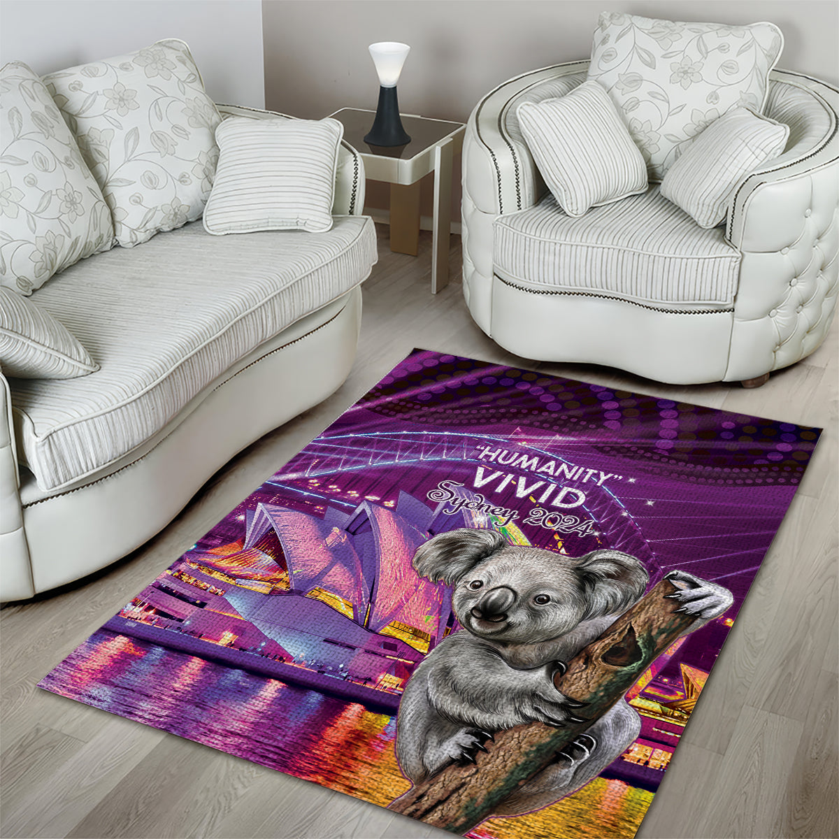 Vivid Sydney Australia Area Rug Humanity Aussie Koala Fanciful Light - Vibe Hoodie Shop