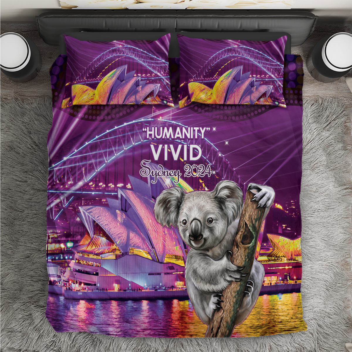 Vivid Sydney Australia Bedding Set Humanity Aussie Koala Fanciful Light - Vibe Hoodie Shop