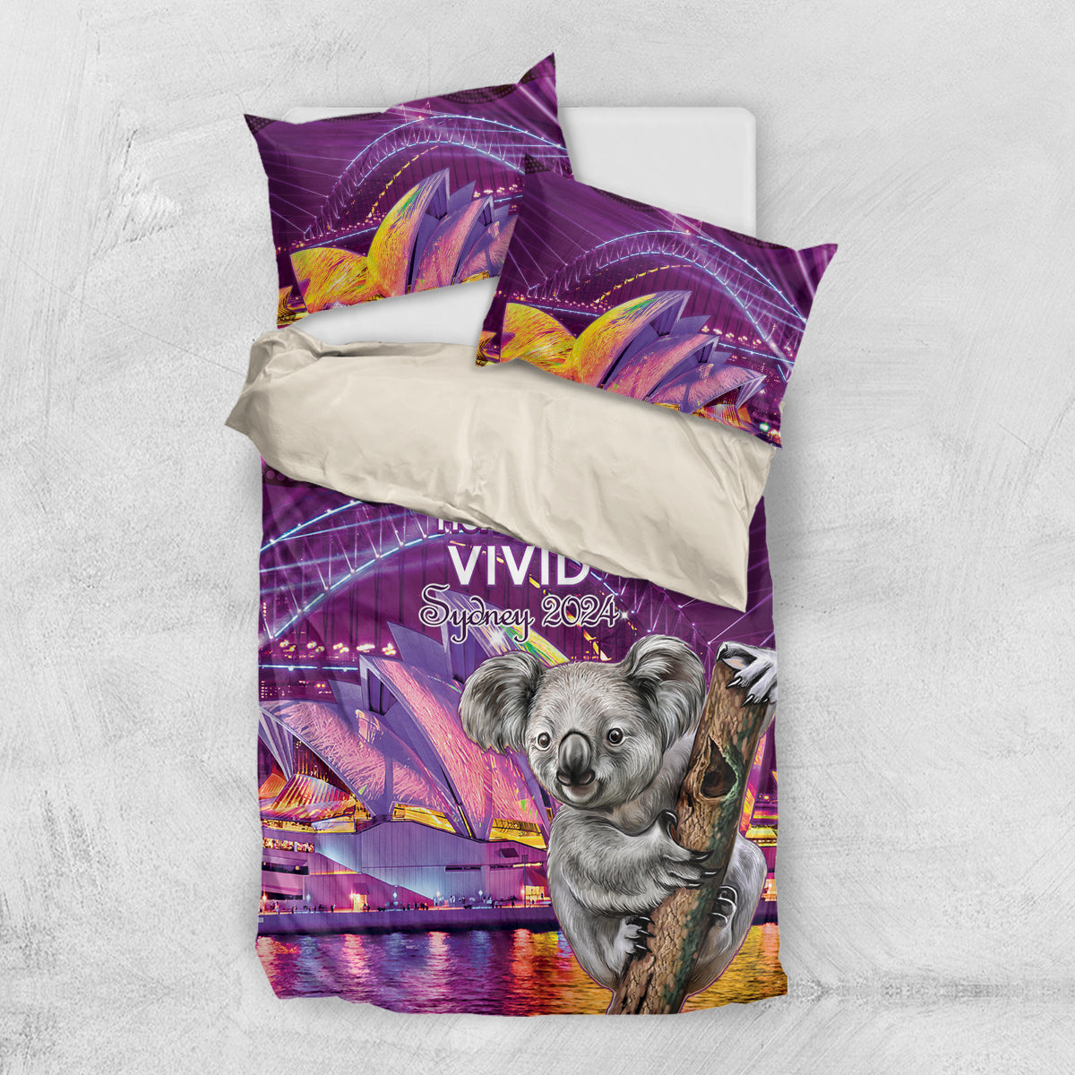 Vivid Sydney Australia Bedding Set Humanity Aussie Koala Fanciful Light - Vibe Hoodie Shop