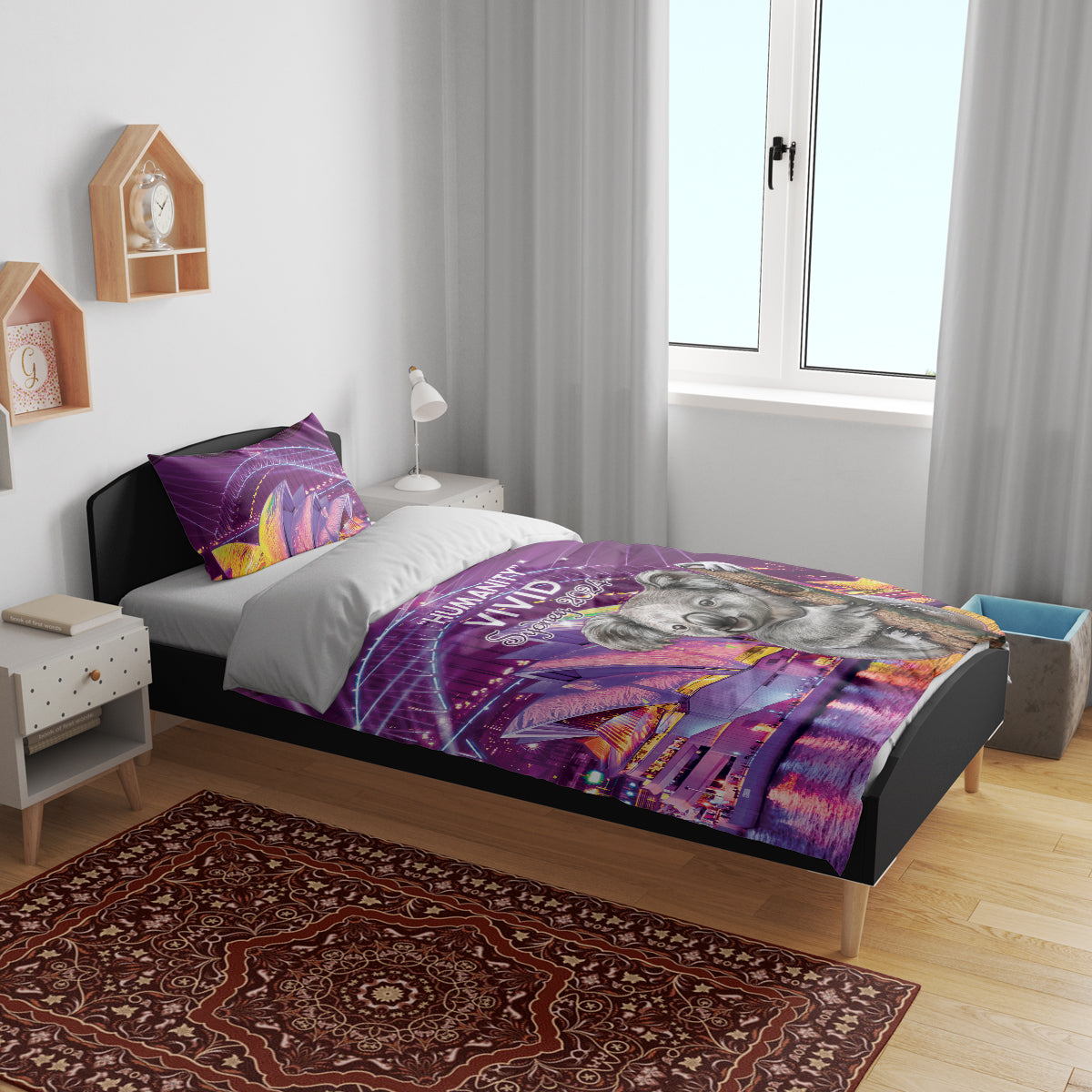Vivid Sydney Australia Bedding Set Humanity Aussie Koala Fanciful Light - Vibe Hoodie Shop