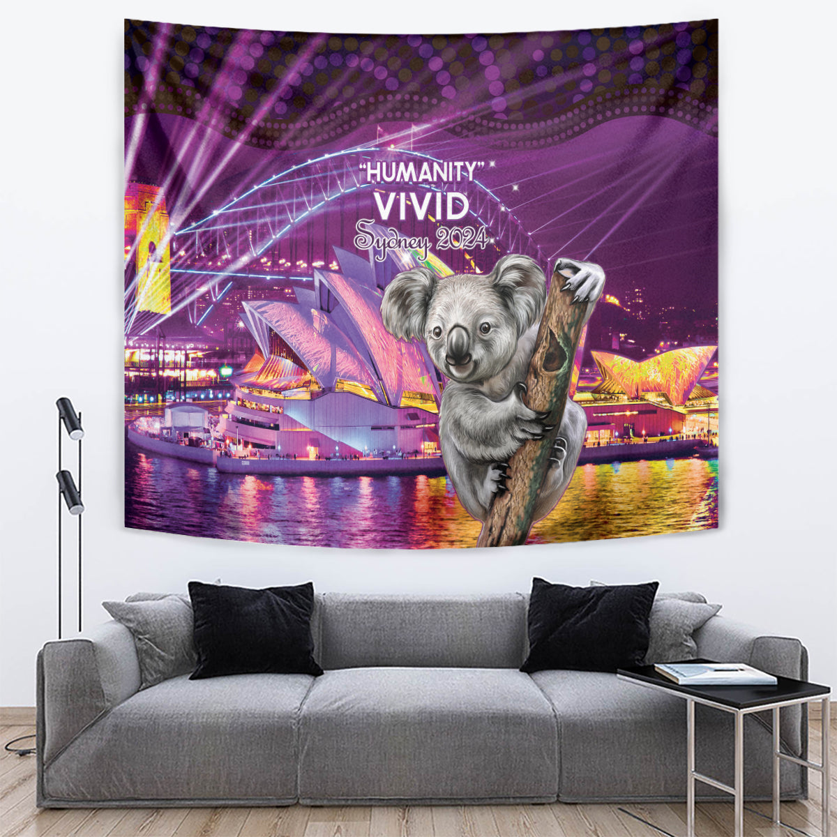 Vivid Sydney Australia Tapestry Humanity Aussie Koala Fanciful Light - Vibe Hoodie Shop