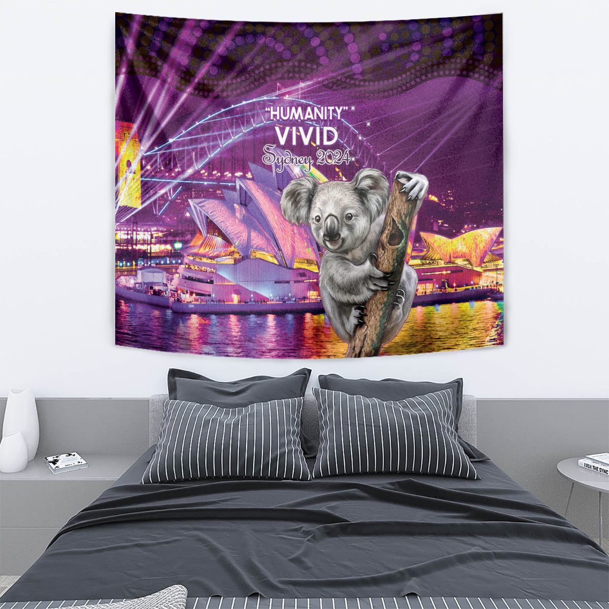 Vivid Sydney Australia Tapestry Humanity Aussie Koala Fanciful Light - Vibe Hoodie Shop