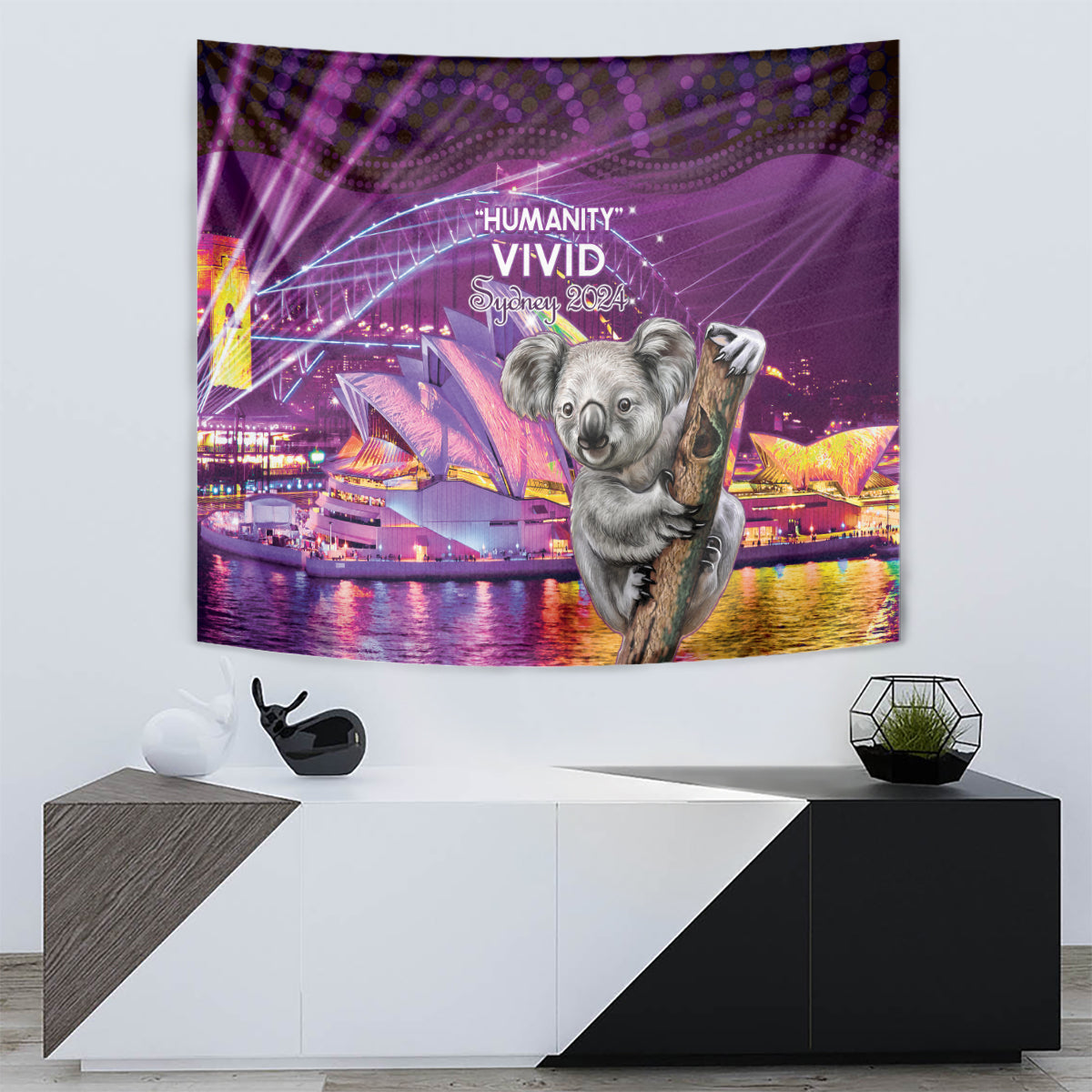 Vivid Sydney Australia Tapestry Humanity Aussie Koala Fanciful Light - Vibe Hoodie Shop