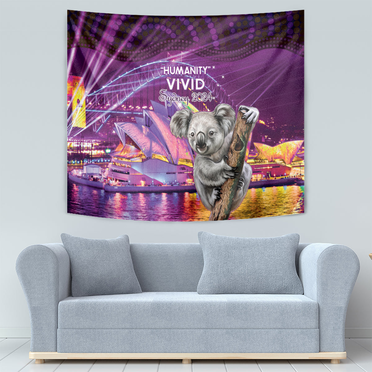 Vivid Sydney Australia Tapestry Humanity Aussie Koala Fanciful Light - Vibe Hoodie Shop